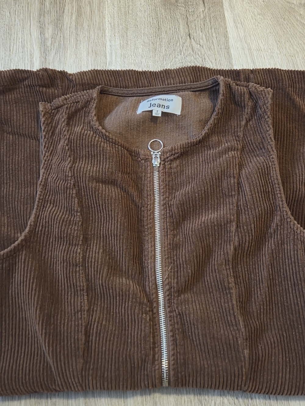 Reformation Brown Sleeveless Zip-Front Corduroy Mini Dress - Picture 11 of 11